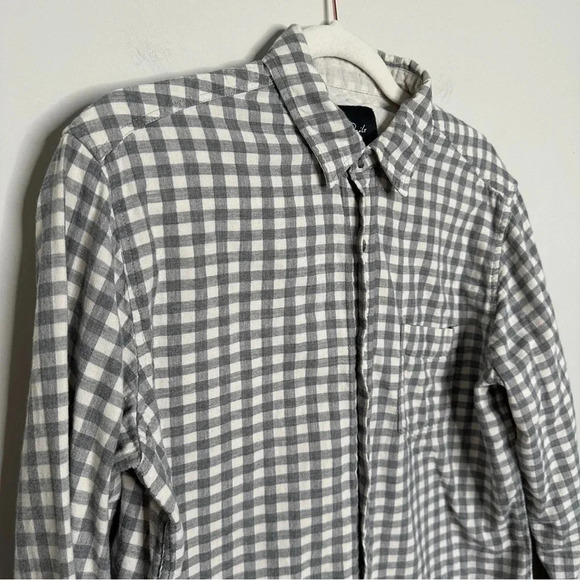 Rails Wyatt Gray & White Checked Button Front Shirt Size Medium Classic Neutral - Picture 7 of 11